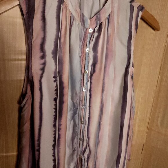 Cloth & Stone Silky Watercolor Striped Sleeveless Top Large - Picture 4 of 7